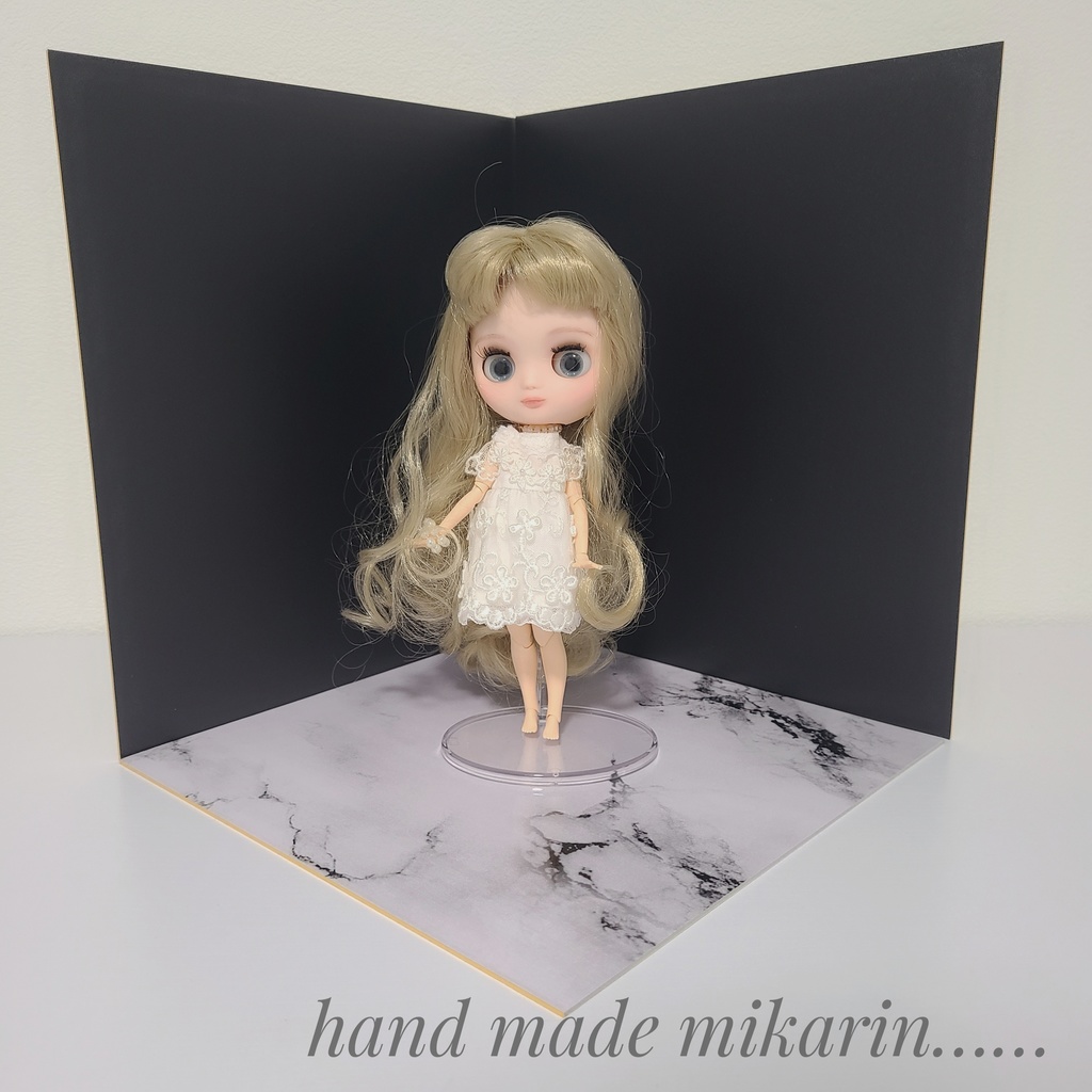 【送料込】背景撮影ボード(ブラック×白大理石)【ドールハウス】