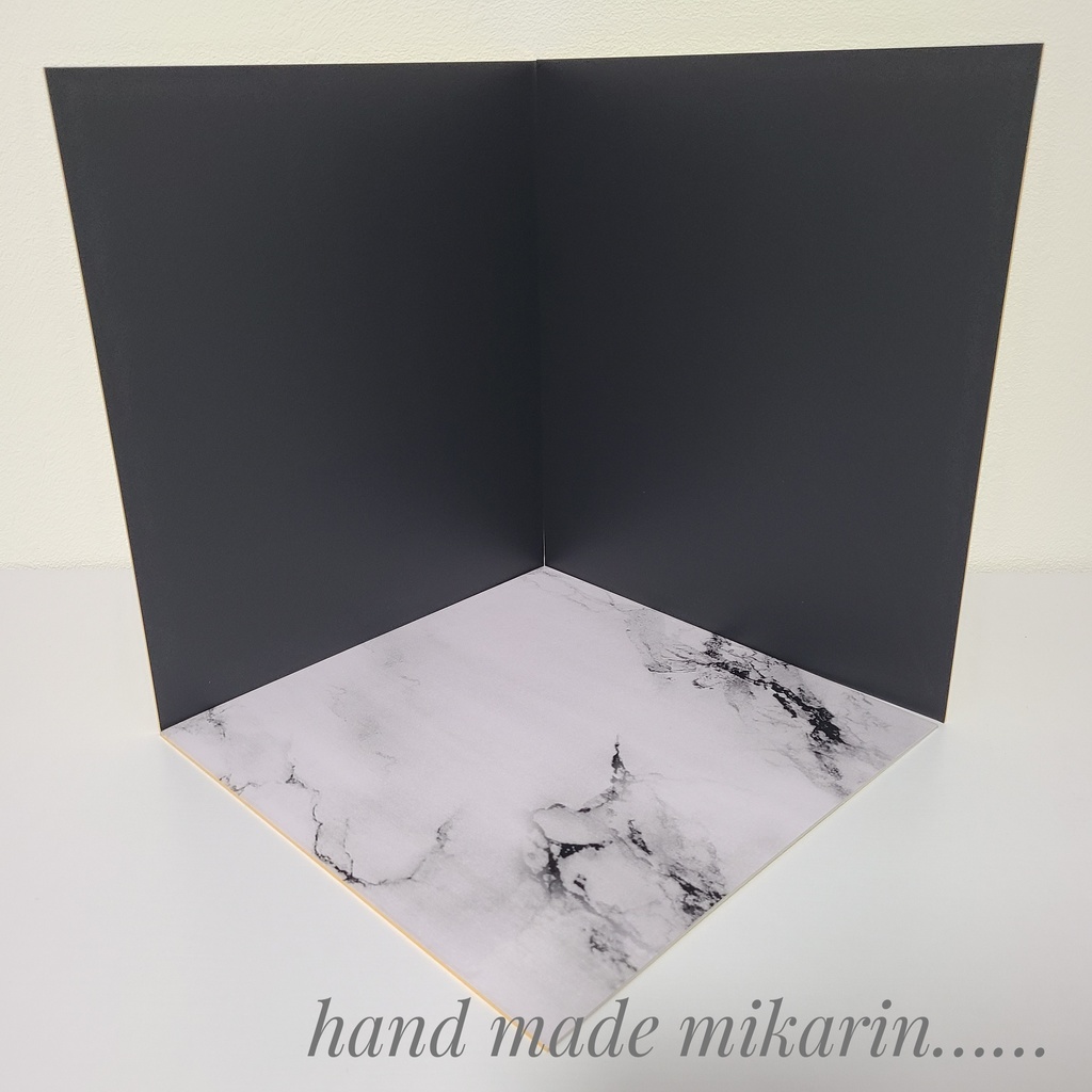 【送料込】背景撮影ボード(ブラック×白大理石)【ドールハウス】