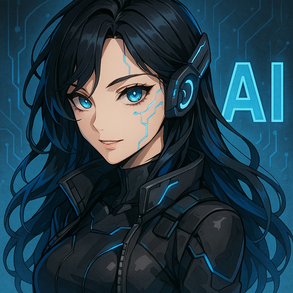 Cyber Blue：AIサイバー少女イラスト