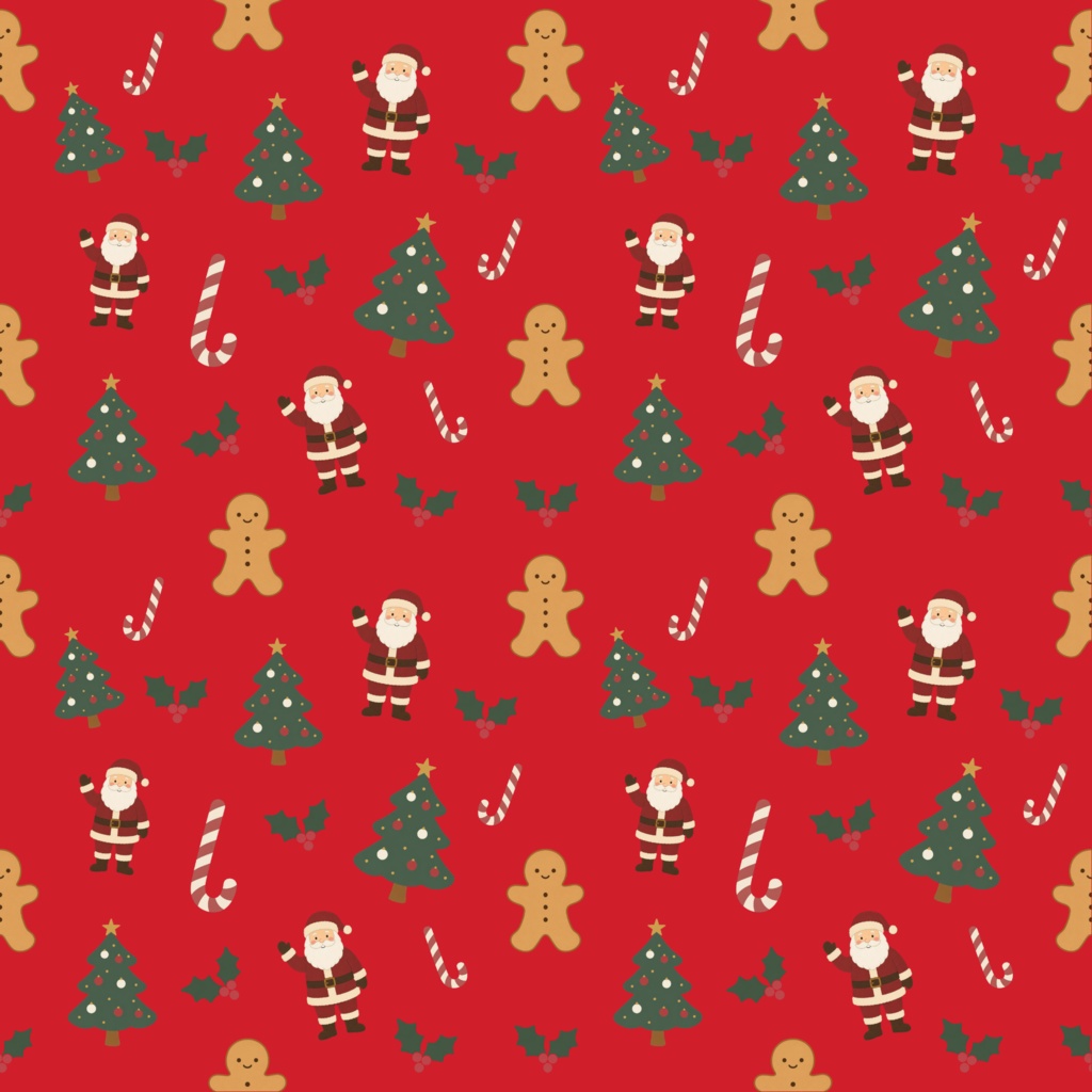 【デジタルペーパー】ほっこり可愛いクリスマス柄シームレスパターン5種 | 背景素材