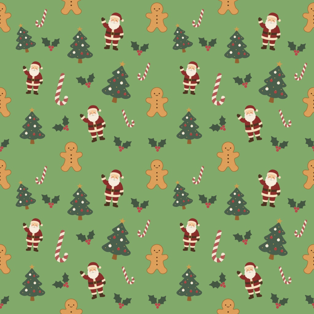 【デジタルペーパー】ほっこり可愛いクリスマス柄シームレスパターン5種 | 背景素材