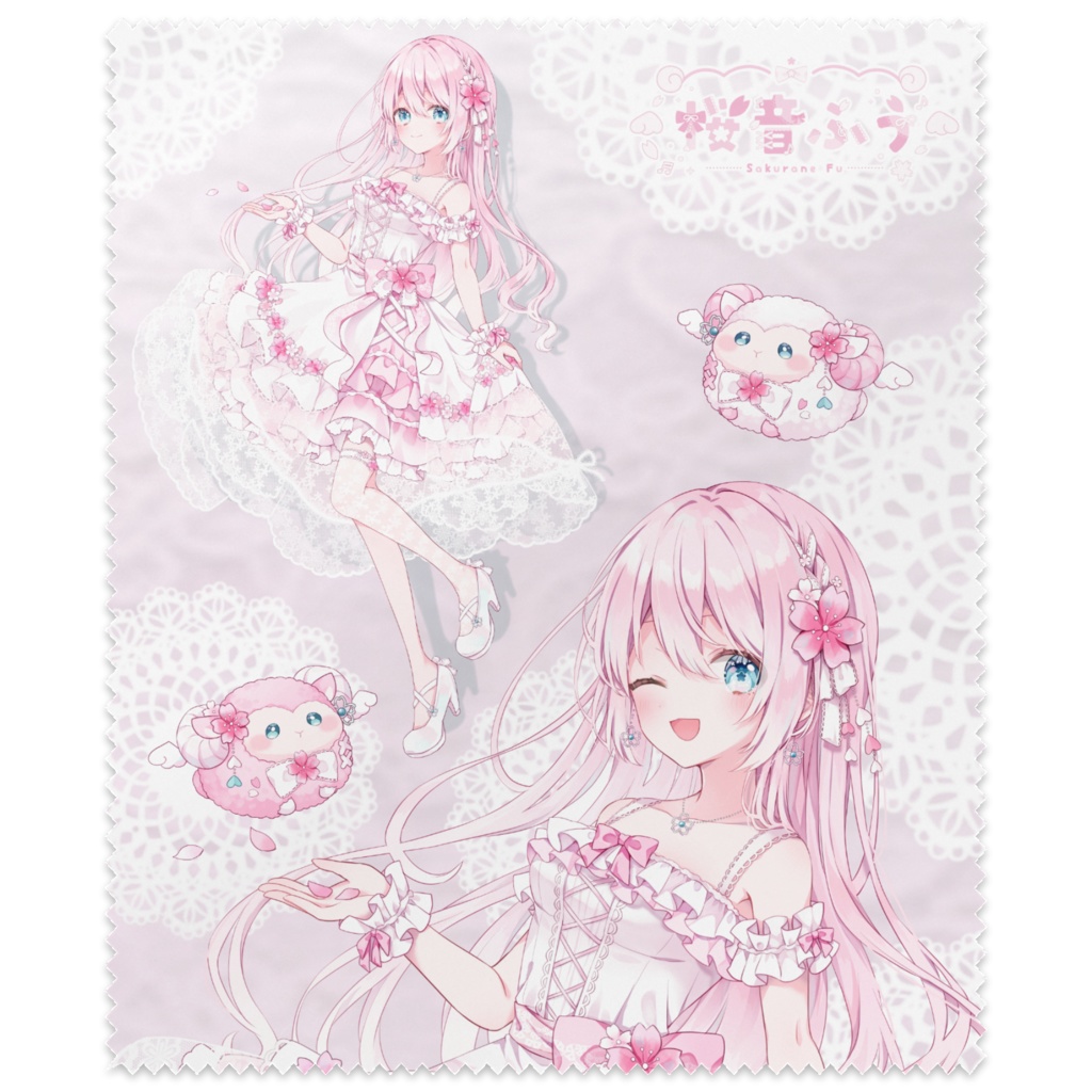 桜音ふうオリジナルメガネ拭き(カラー /水色・桜色(全2色))