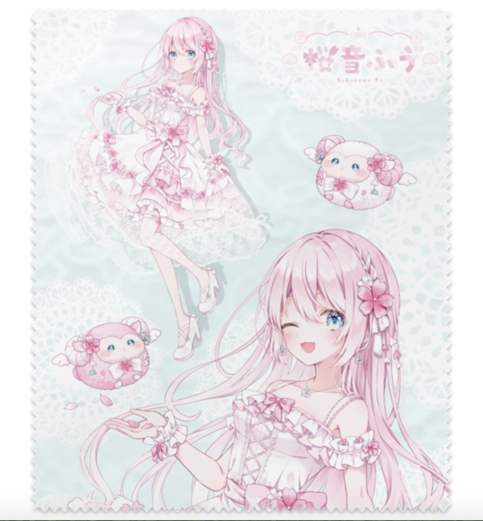 桜音ふうオリジナルメガネ拭き(カラー /水色・桜色(全2色))