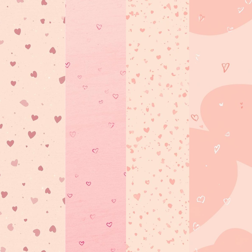 バレンタイン　デジタルペーパー｜4枚セット　ピンク　Valentine Digital Paper