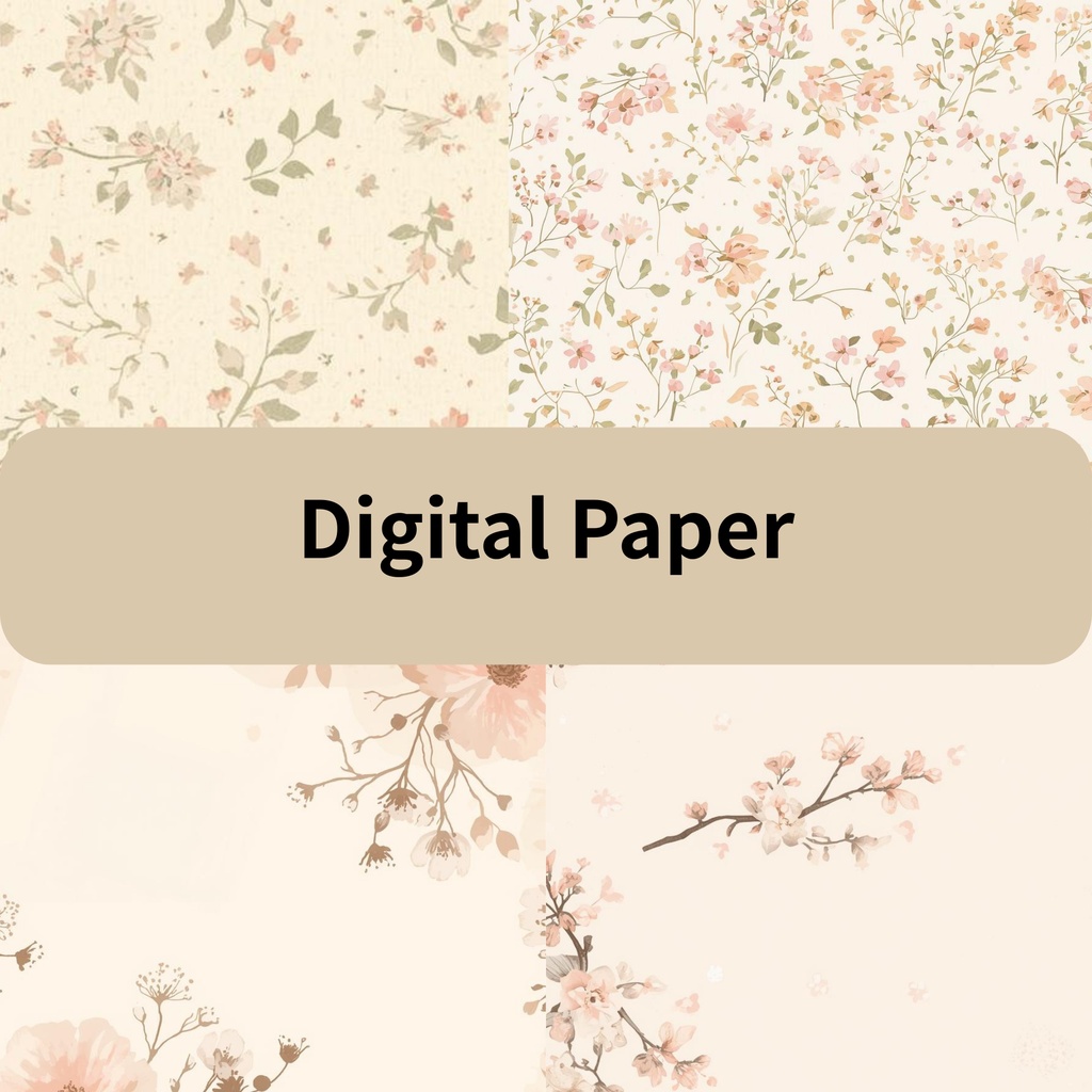 花柄　デジタルペーパー　4枚セット｜flower Digital Paper