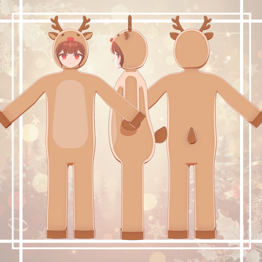 【VRChat対応】ルドルフコスチューム|トナカイ・クリスマス衣装【Lumi / ルミ】