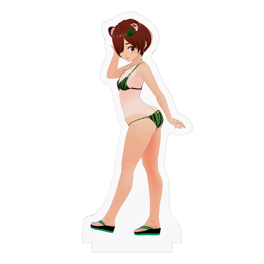 【誕生日記念】馬小屋ねる子アクリルフィギュア(スイカビキニ)(70x70mm)