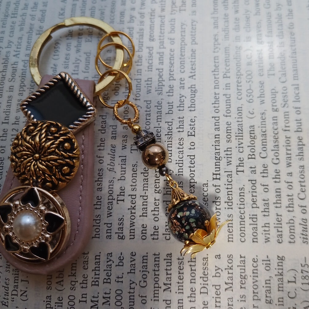 K011 ヴィンテージボタンのキーリング