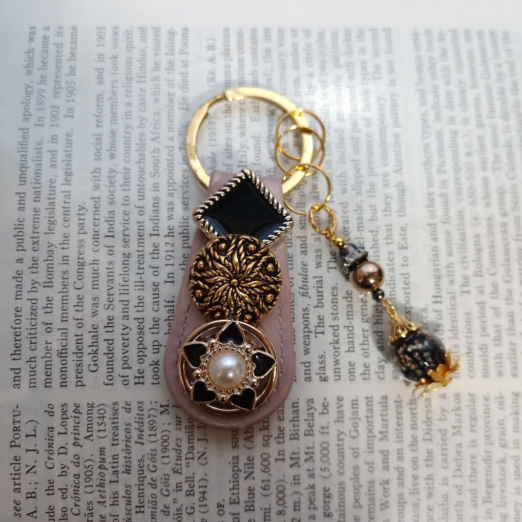 K011 ヴィンテージボタンのキーリング