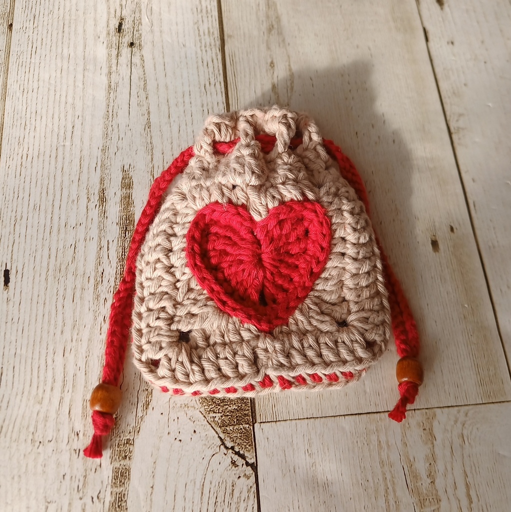 M019 手編みの巾着ポーチ