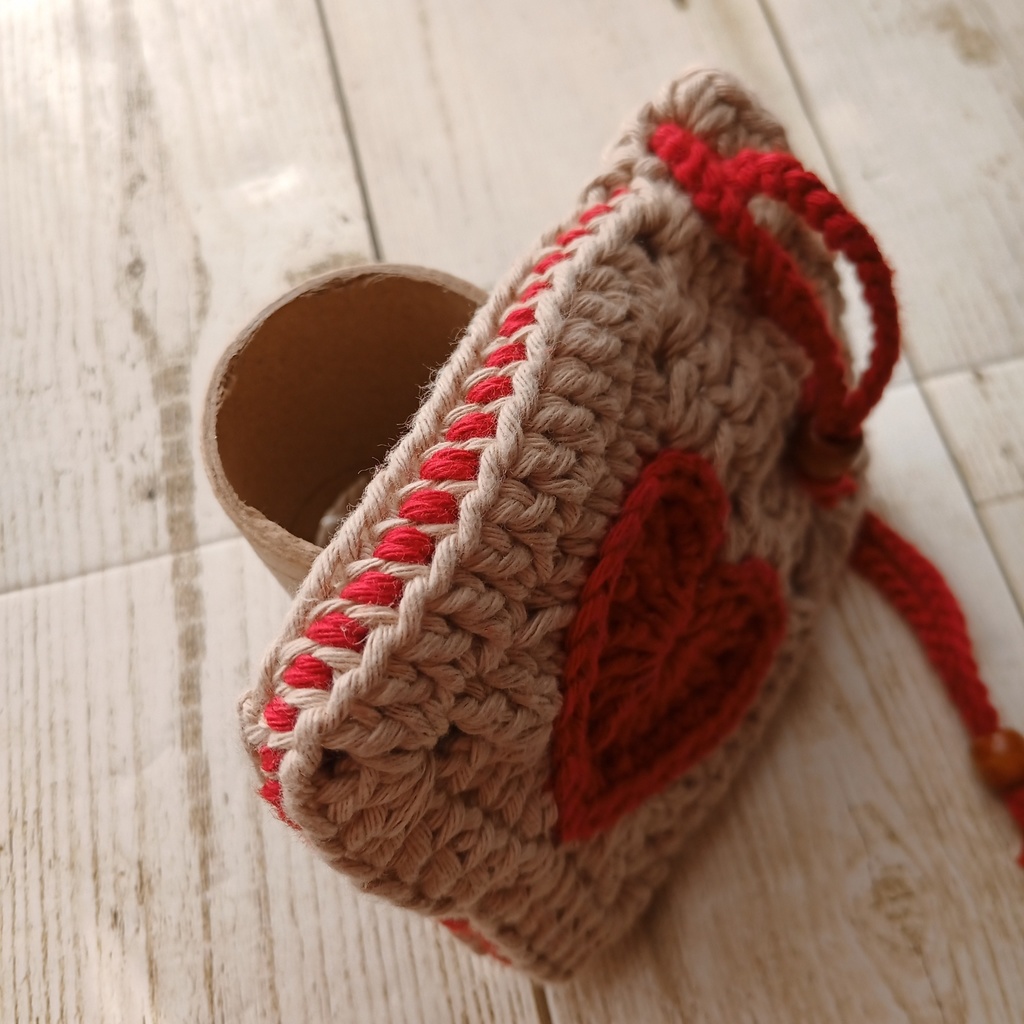 M019 手編みの巾着ポーチ