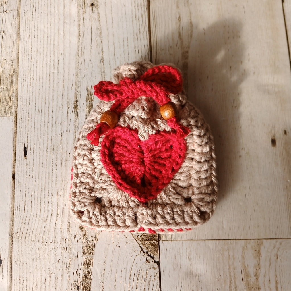 M019 手編みの巾着ポーチ