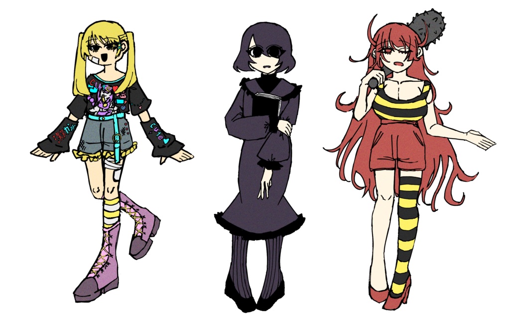 【フリー立ち絵】ちょっと特殊な女3人まとめ