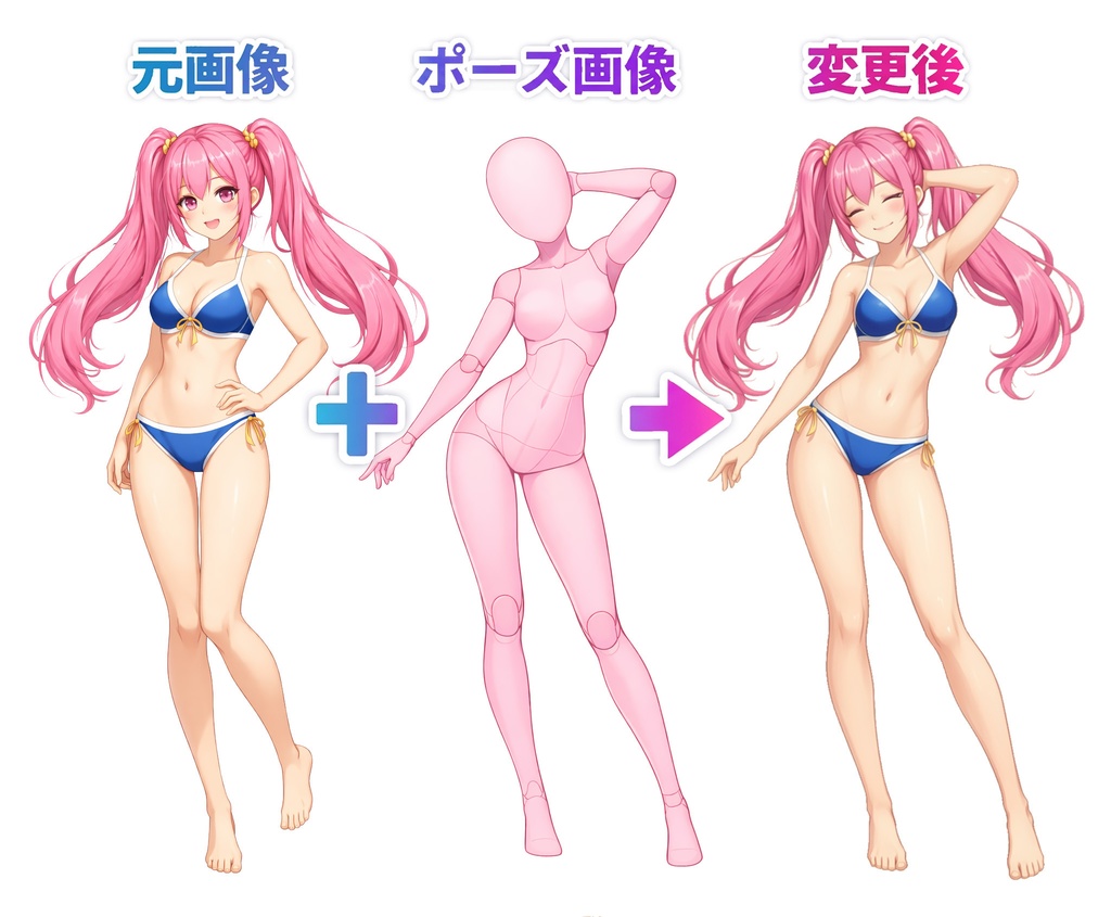 画像をどんなポーズにも変更するAI「ポーズチェンジAI」