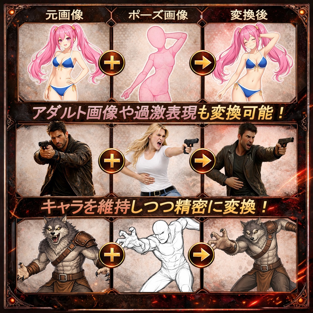 画像をどんなポーズにも精密に変換する「ポーズチェンジAI」