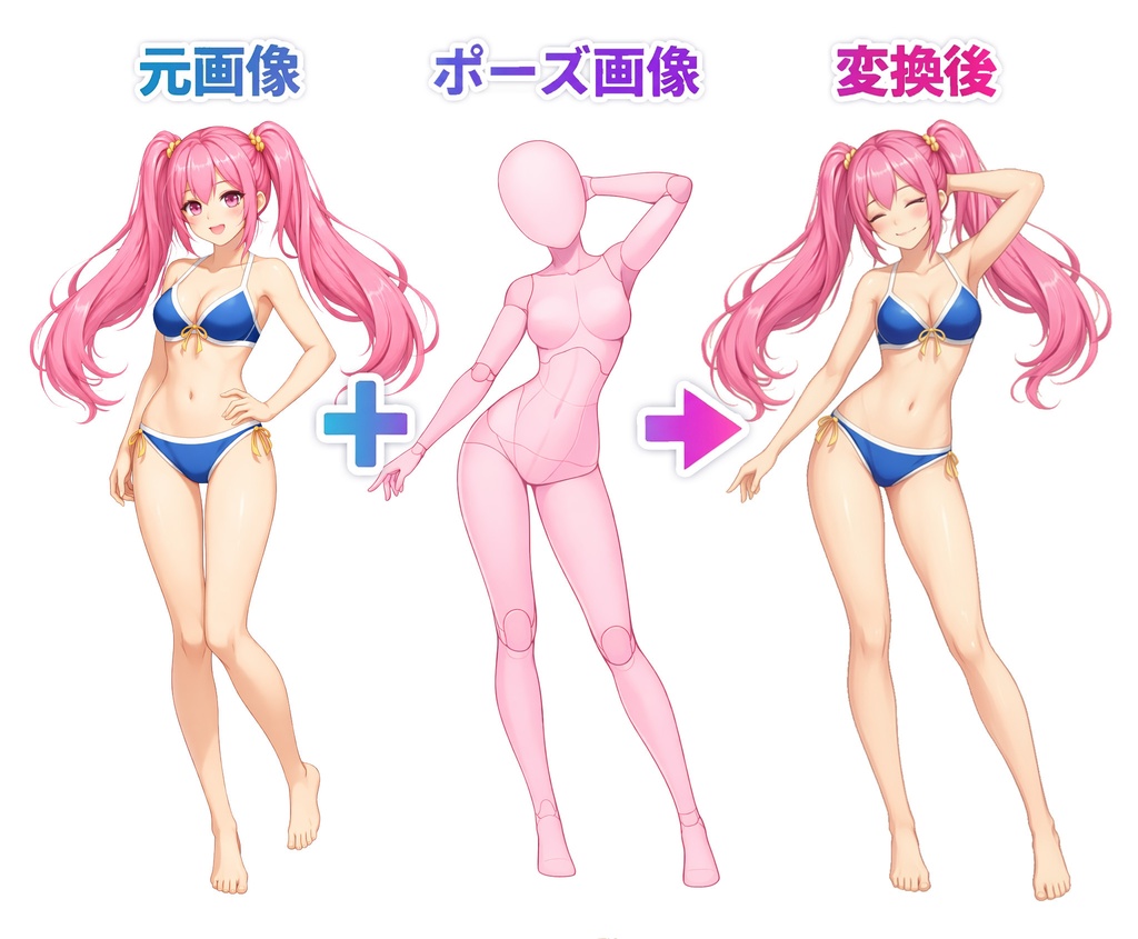 画像をどんなポーズにも精密に変換する「ポーズチェンジAI」