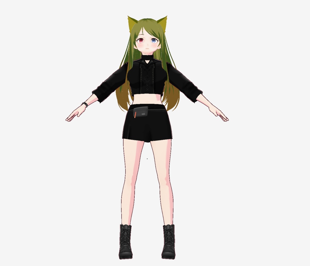 Black Coat & Skirt Set Vroid Model for VRChat and VTubers, With Texture Pack