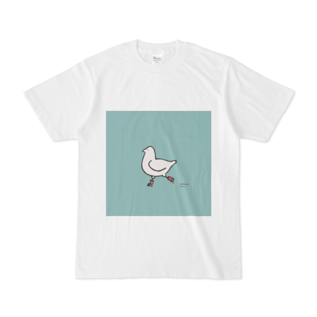スケートをする鳩のTシャツ