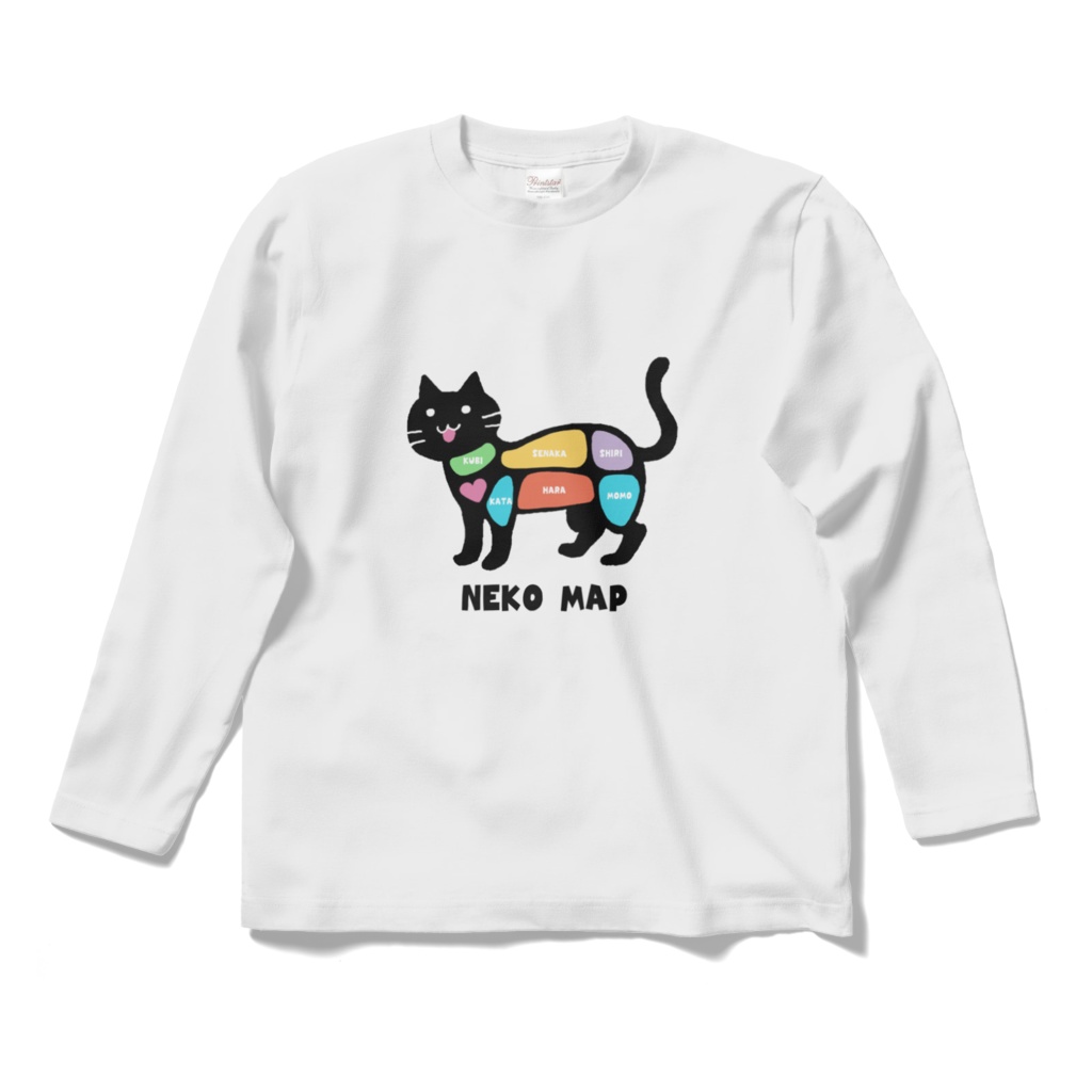 ねこマップロングスリーブTシャツ