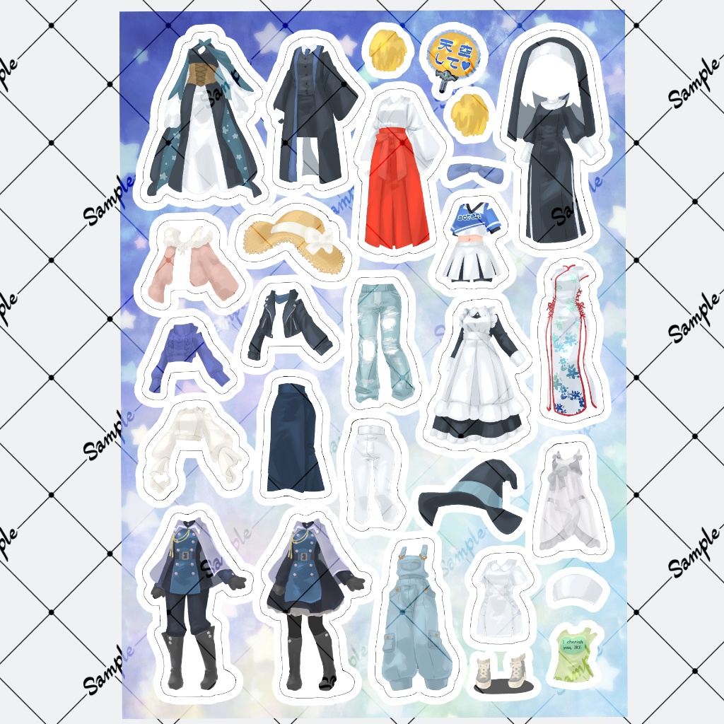 にょたきせかえシールセット