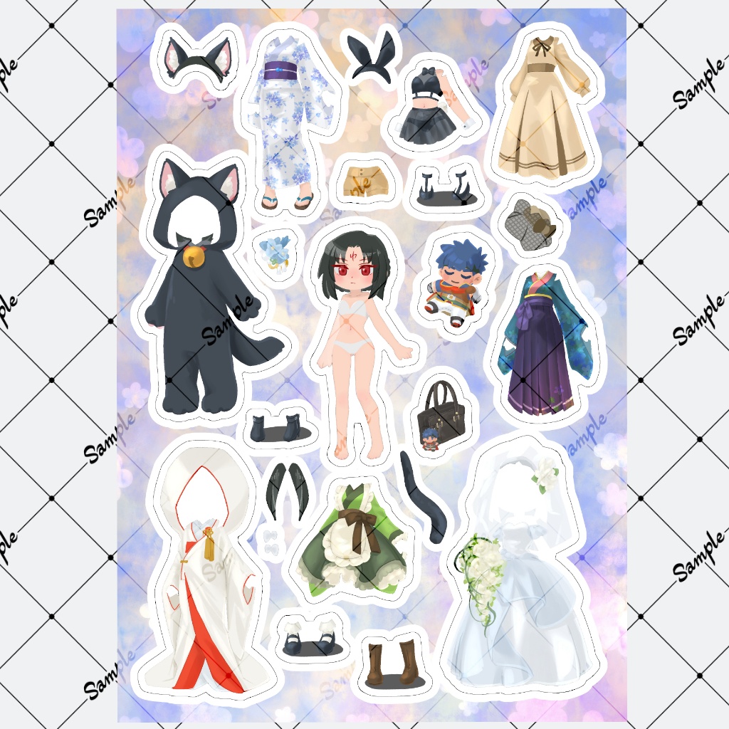 にょたきせかえシールセット