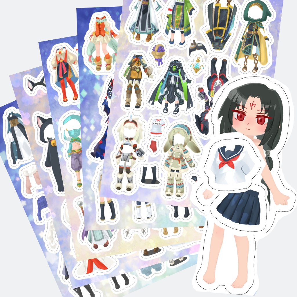 にょたきせかえシールセット