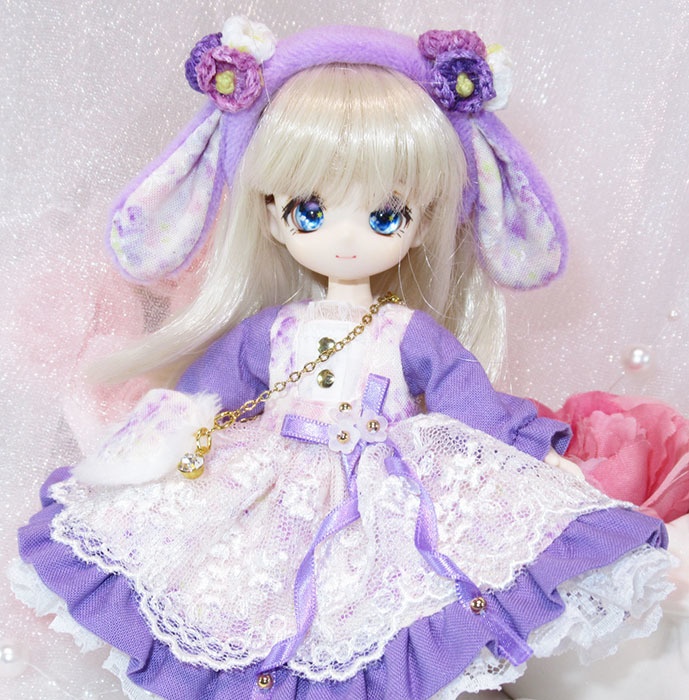 うさ耳カチューシャのお洋服セット-オビツ11 1/12サイズ PRGPG