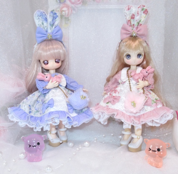 うさ耳カチューシャのお洋服セット-オビツ11 1/12サイズ PRGPG
