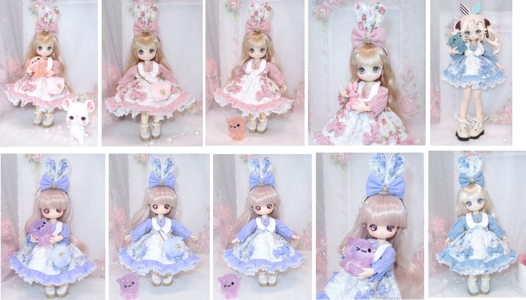 うさ耳カチューシャのお洋服セット-オビツ11 1/12サイズ PRGPG