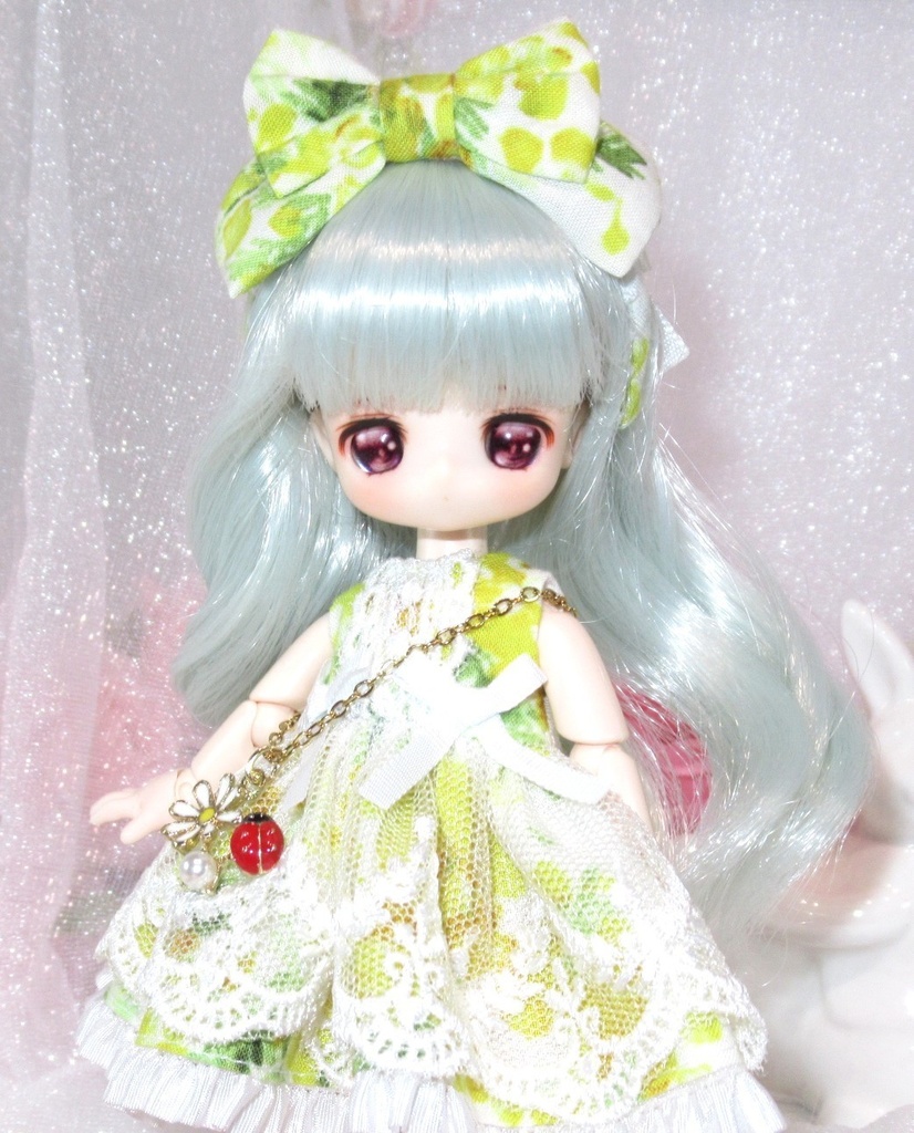 ミモザ柄ワンピース-オビツ11 1/12サイズ PRGPG