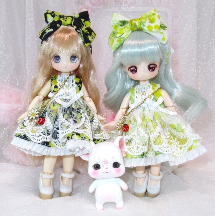 ミモザ柄ワンピース-オビツ11 1/12サイズ PRGPG