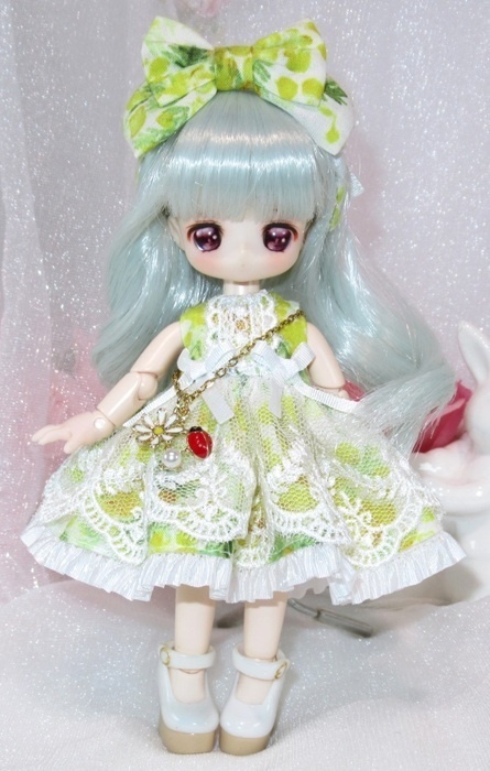 ミモザ柄ワンピース-オビツ11 1/12サイズ PRGPG