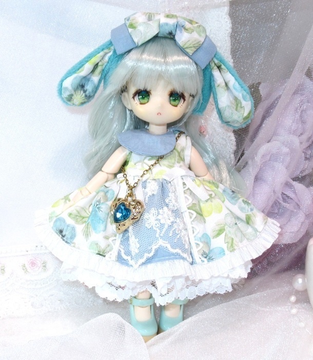 うさ耳カチューシャのお洋服セット-オビツ11 1/12 PRGPG