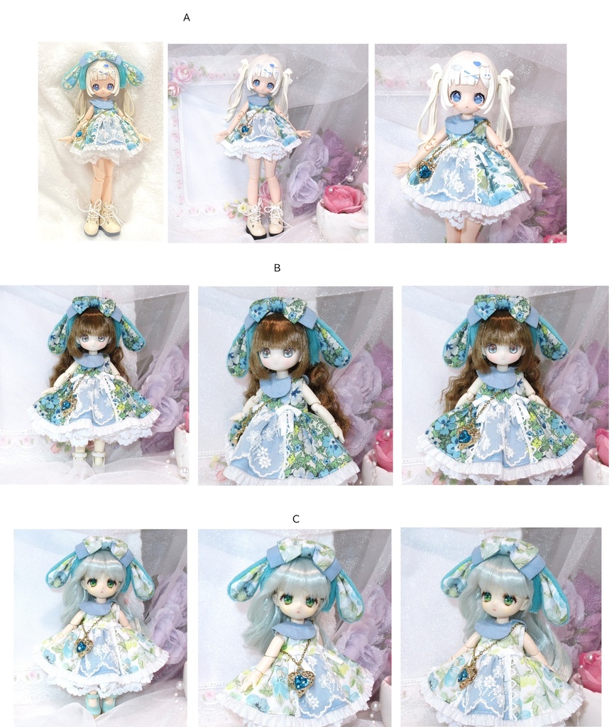 うさ耳カチューシャのお洋服セット-オビツ11 1/12 PRGPG