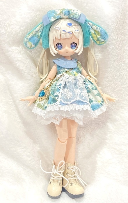 うさ耳カチューシャのお洋服セット-オビツ11 1/12 PRGPG