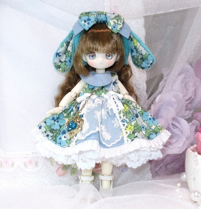 うさ耳カチューシャのお洋服セット-オビツ11 1/12 PRGPG