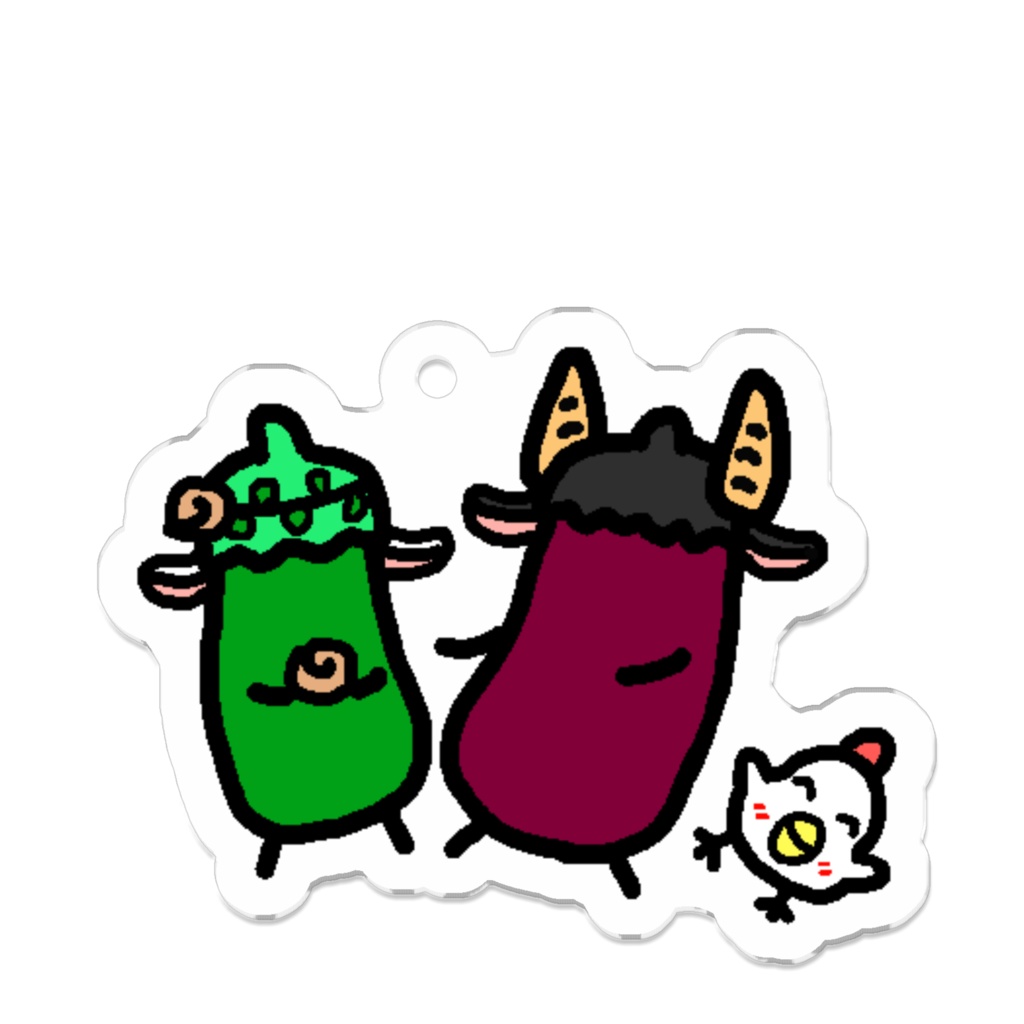 【草乃宿】ナス化の地上絵くろあめキーホルダー