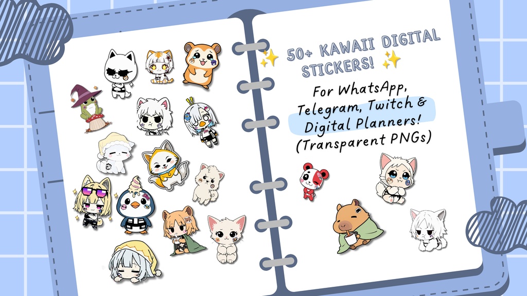 【50+】Kawaii Digital Stickers Mega Pack! / かわいいデジタルステッカーセット