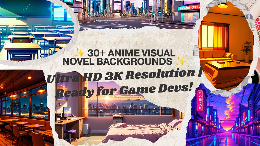 【30+】Anime Visual Novel Backgrounds Pack (3K) / 背景イラスト素材集