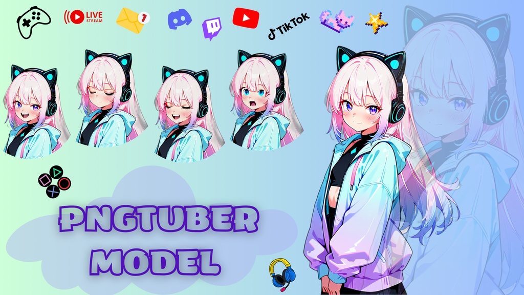 【PNGTuber】Cosmic Catgirl Avatar Model / コズミック・キャットガール【配信用素材】