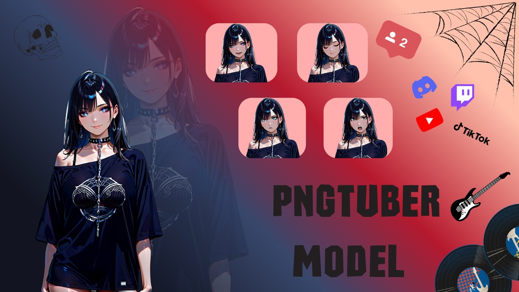 【PNGTuber】Grunge Rocker E-Girl Avatar / グランジロック Eガール【配信用素材】