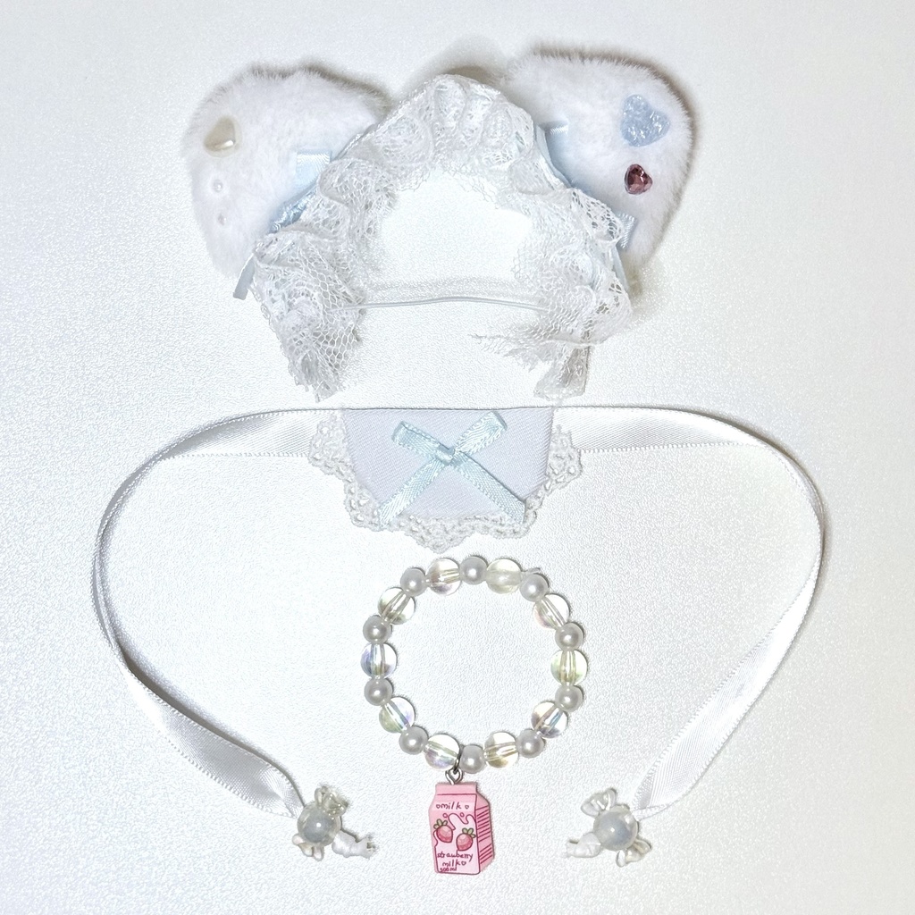 ꒰ 値下げ ꒱🍓にじぱぺ用 ぬい服 いちごみるくセット🍼