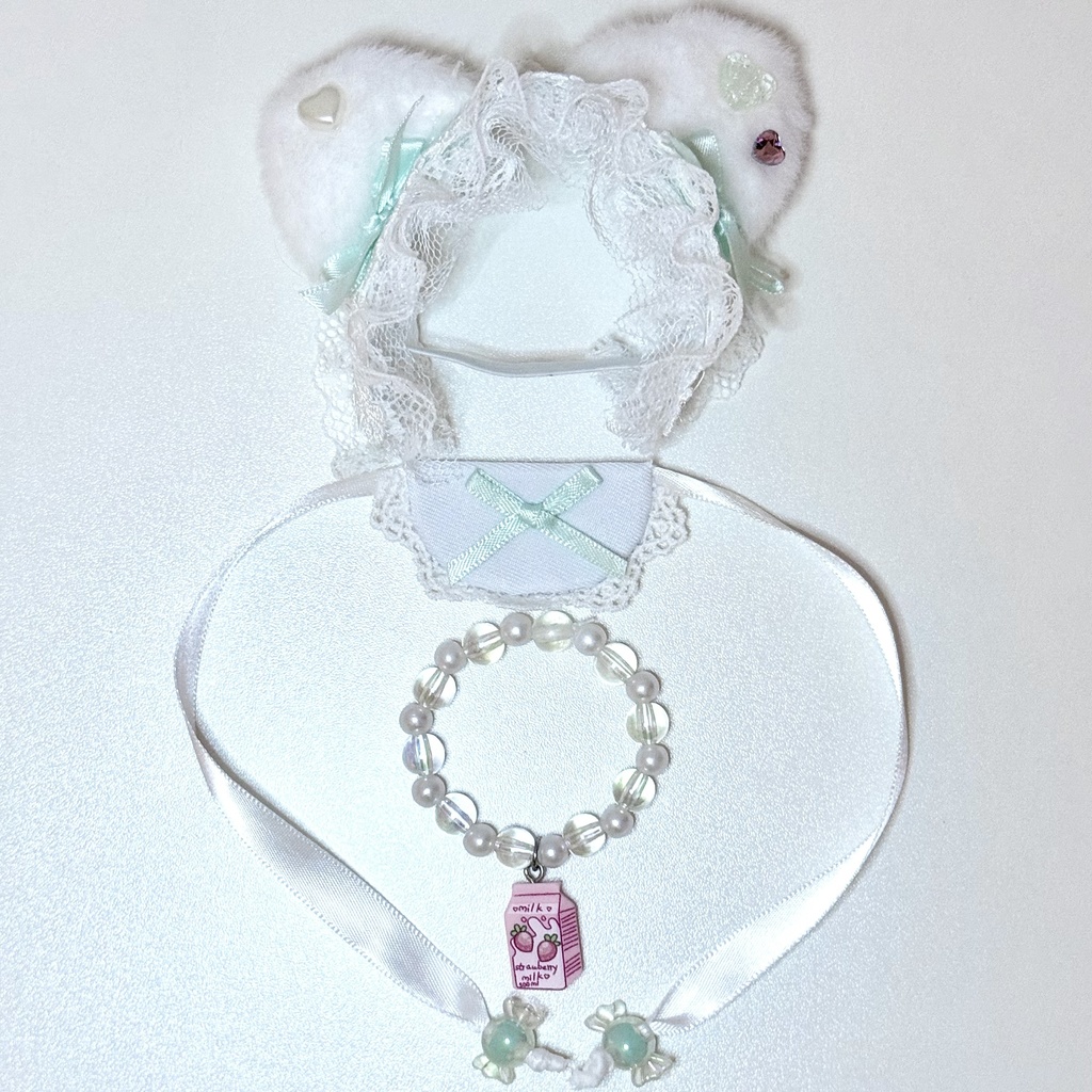 ꒰ 値下げ ꒱🍓にじぱぺ用 ぬい服 いちごみるくセット🍼