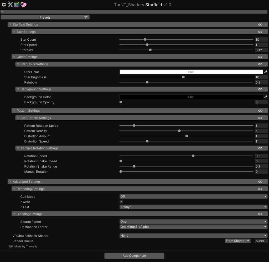 Starfield Screenspace Shader スターフィールド スクリーンスペース シェーダー