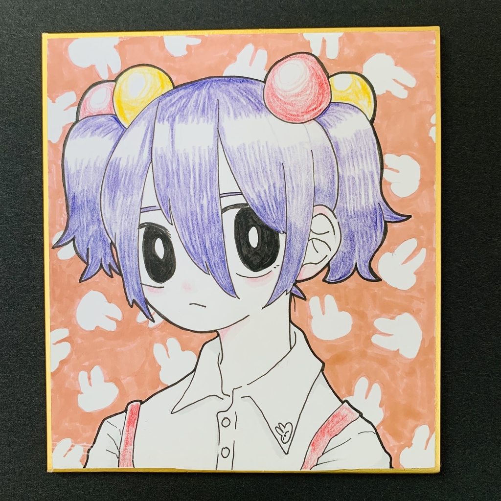 【原画】　夜雨ちゃん　ミニ色紙