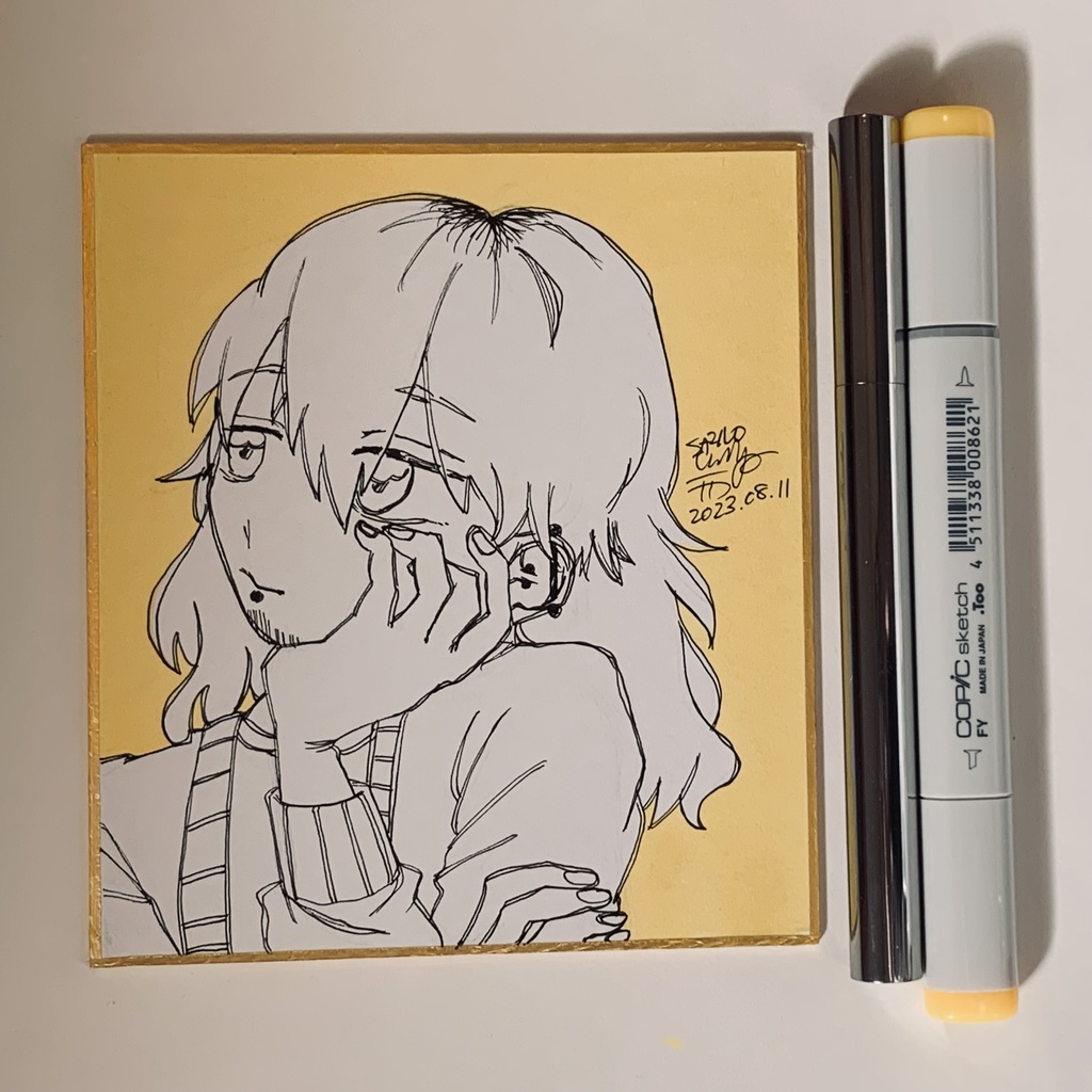 【原画】藍十郎くん【ミニ色紙】