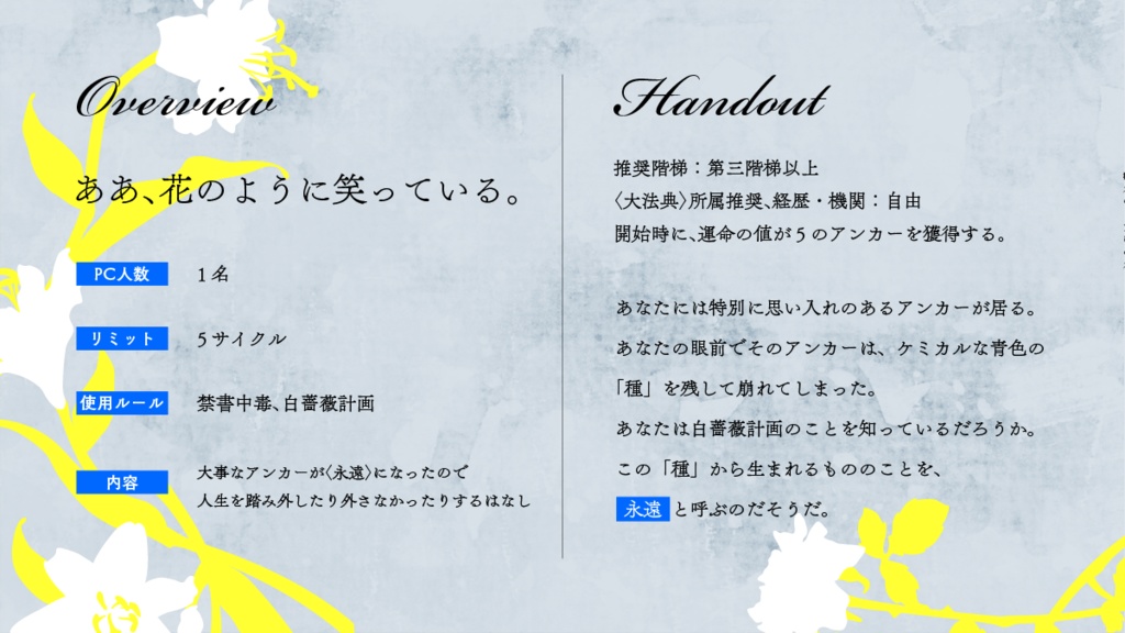 【マギカロギア】ケミカルブルーの遺影【シナリオPDF】