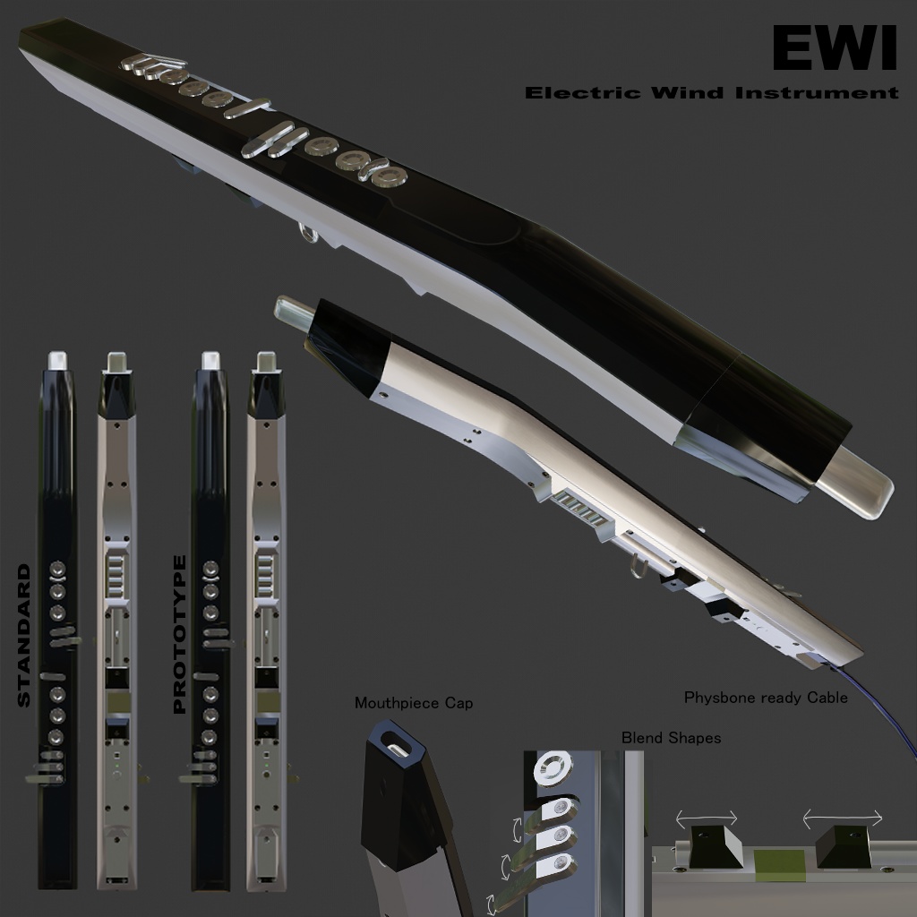 EWI Electronic Wind Instrument 3D model EWI3Dモデル