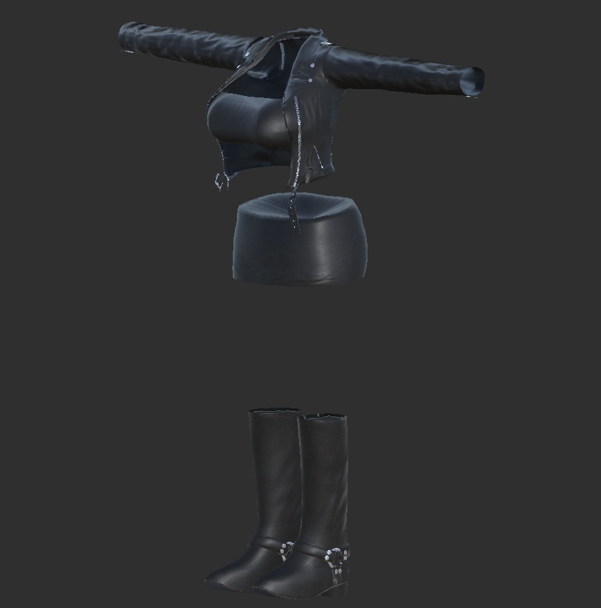 【3アバター対応】R.T.T.R.11Colors(ライダース チューブトップ タイトミニスカ リングブーツ マテリアル11色セット)【MA設定済】【KIKYO】【mizuki】【rurune】【VRChat】