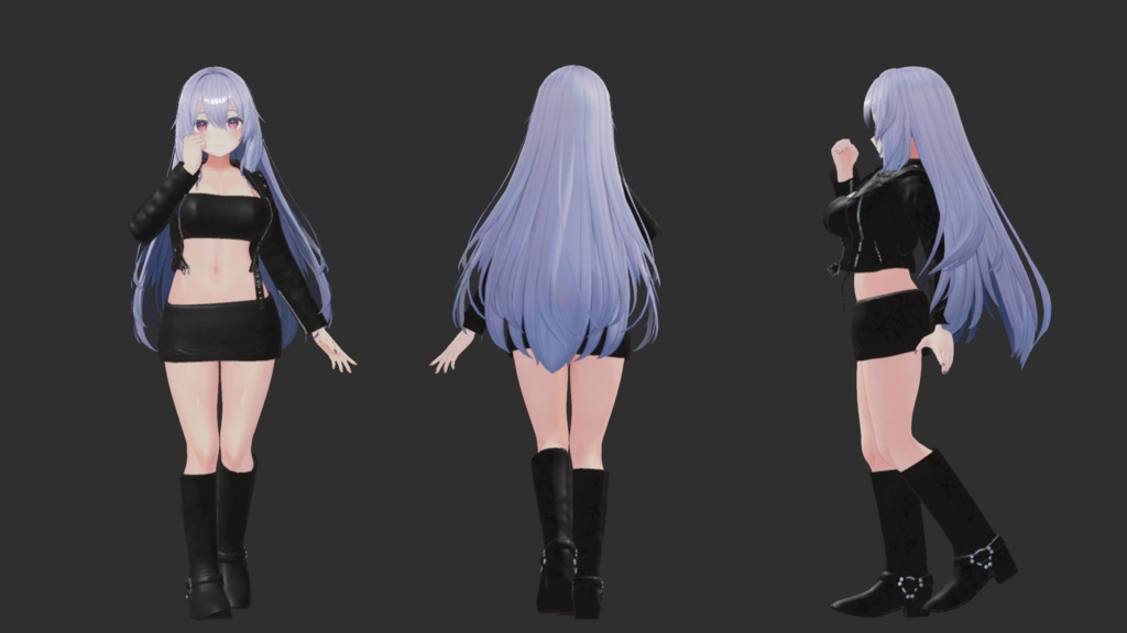 【3アバター対応】R.T.T.R.11Colors(ライダース チューブトップ タイトミニスカ リングブーツ マテリアル11色セット)【MA設定済】【KIKYO】【mizuki】【rurune】【VRChat】